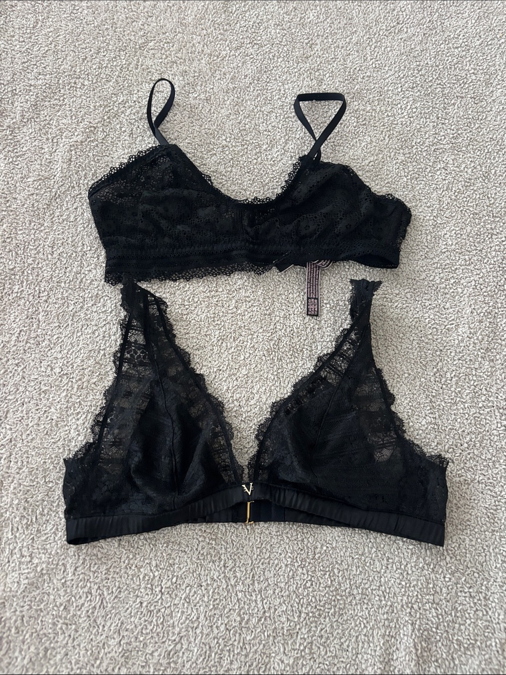 Victoria's Secret Black Lace Bralette Duo